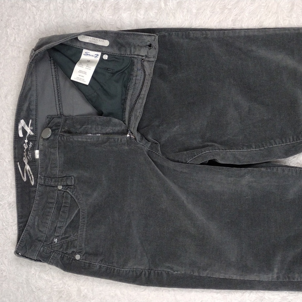 Seven7 Gray Velvet Five Pocket Zipper Front  Ultra High Rise Skinny Leg Pant - Picture 7 of 15